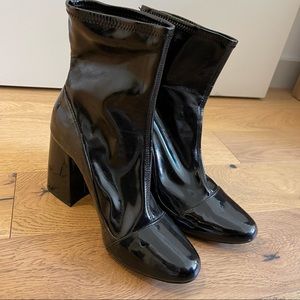 Zara Booties - Black Patent Leather
